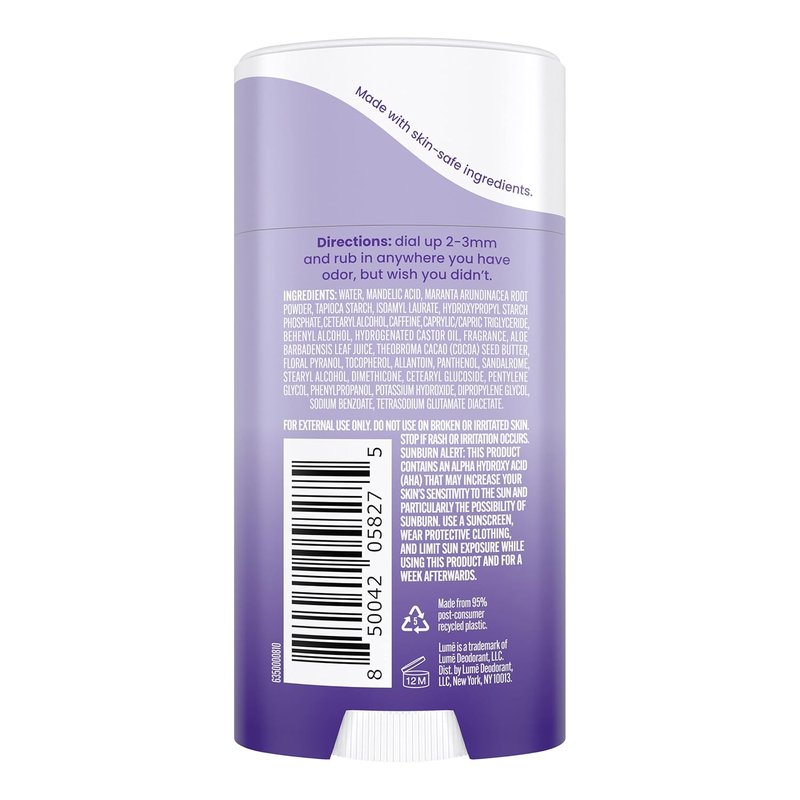 Lume Whole Body Deodorant - Invisible Cream Stick for 72 Hour Odor Control | Aluminum & Baking Soda Free, 2.2 Ounce