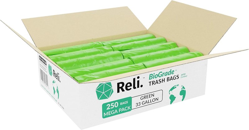 Biodegradable 33 Gallon Trash Bags - Eco-Friendly Green | 250 Count Bulk | ASTM D6954 Certified