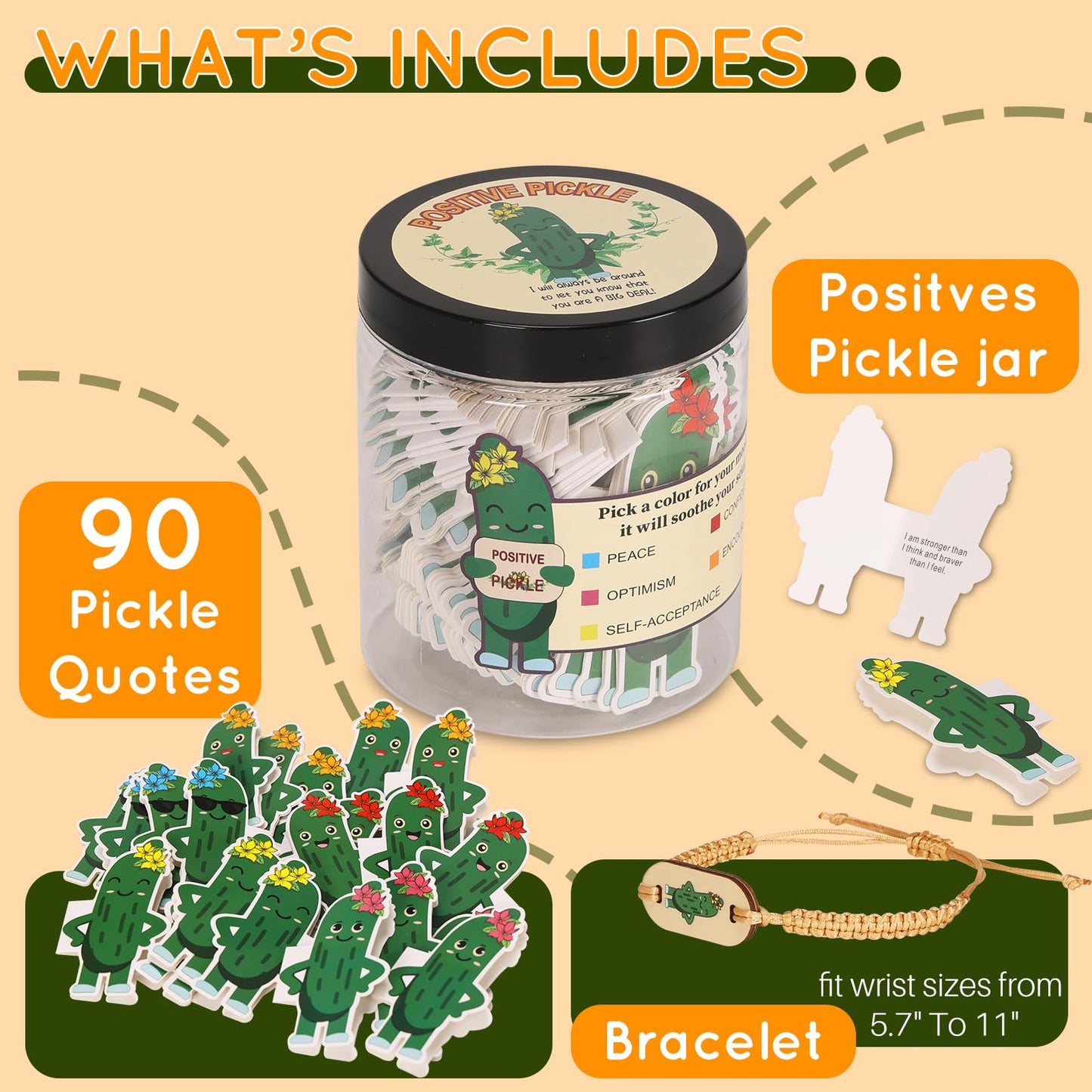 MEBRUDY 90 Positive Pickle Affirmation Cards Jar with NFC, Graduation Gifts, Birthday Gifts for Mom, Women, Teenage, Adults, Teachers, Sisters, Friends, Teen Girl Cute Trendy Stuff