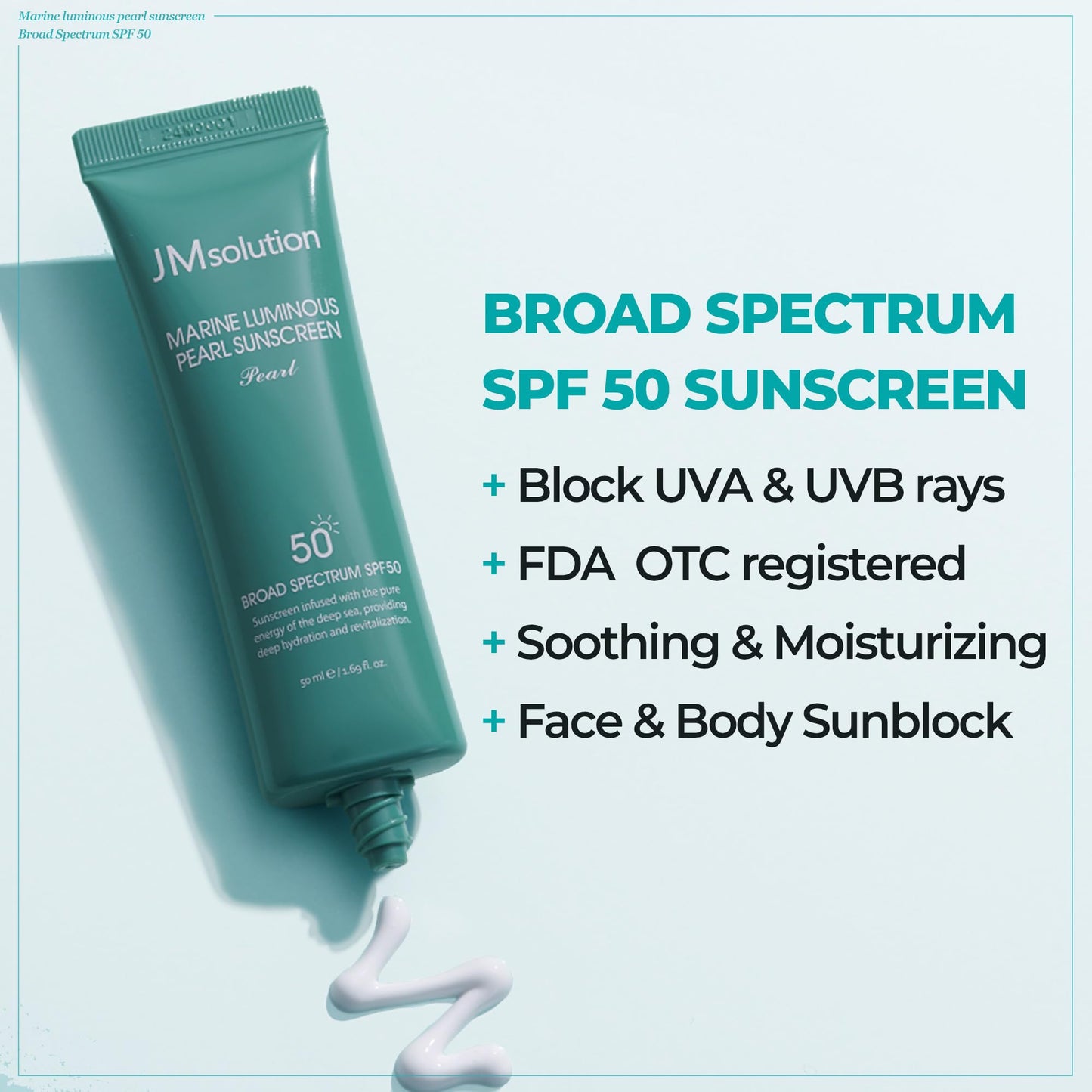 JMsolution Korean Sunscreen SPF50+ PA++++ for Face | Hydrating Glow Sunscreen | No White Cast, Lightweight, Non-Greasy | Marine Pearl UV Cream(1.69 fl.oz)
