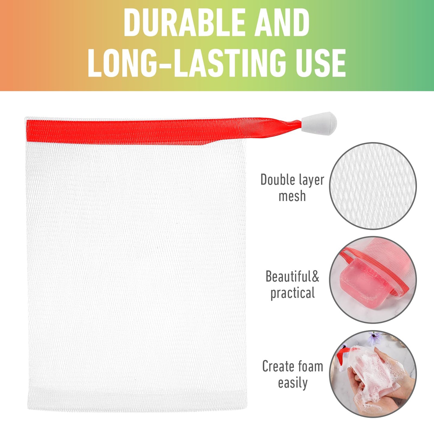 mekueeex 200 Pcs Soap Bag Handmade Bubble Mesh Bags Exfoliating Soap Pouch with Drawstring for Foaming and Drying Soft for Shower Body Facial Cleaning Tool Easy to Bubble and Store