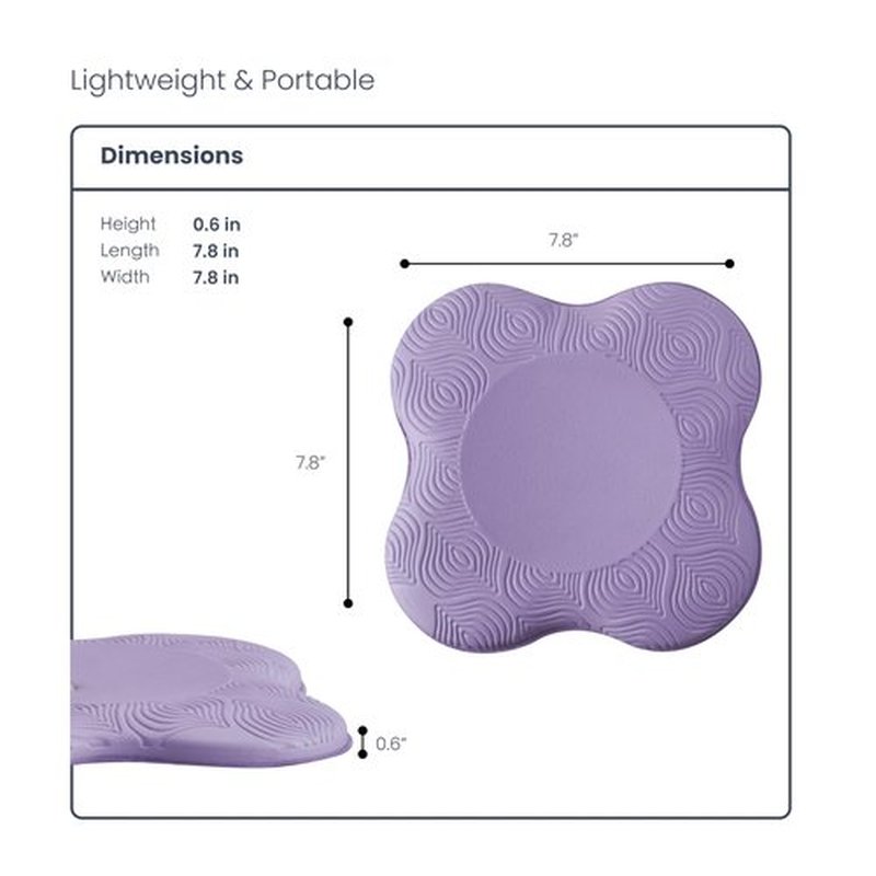 Present Mind Yoga Knee Pad Cushion Foam, Set of 2 - Extra Thick Support Pads - Alleviate Knee, Elbow, Wrist Pain - Lightweight & Portable for Pilates, Yoga, Workout - 7.8Lx7.8Wx0.6H Inch, Purple
