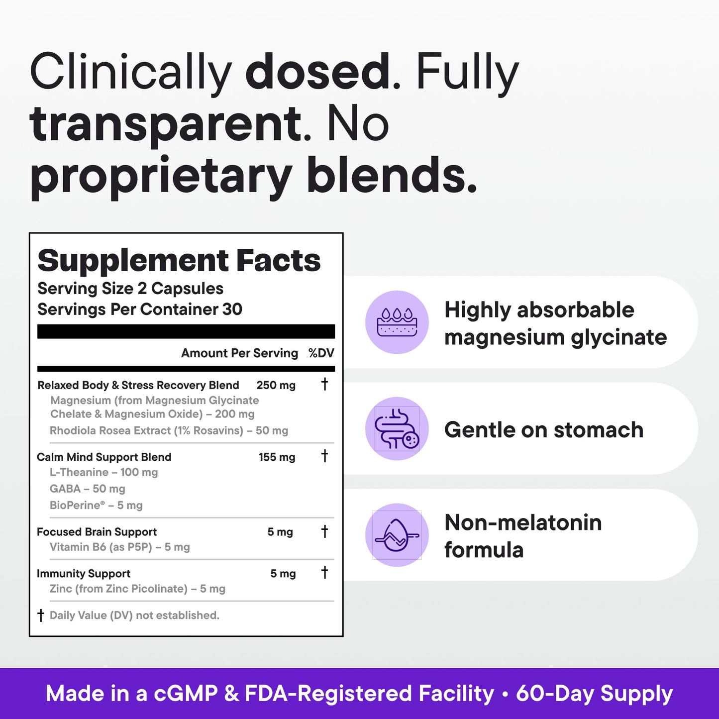 VitalForm Magnesium Glycinate Sleep Complex – Non-Habit Forming Support with L-Theanine, GABA, Zinc & Rhodiola – Promotes Relaxation, Calm & Muscle Recovery – Non-Melatonin – 100 Capsules