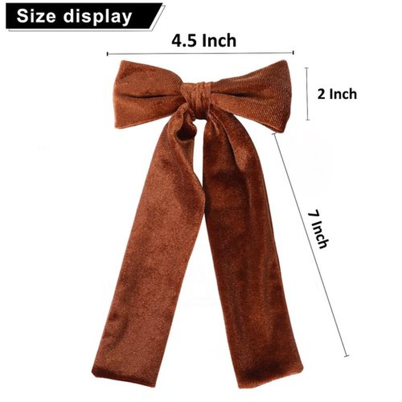 2PCS Velvet Hair Bows, Hair Ribbon Clips Big Fall Alligator Clips Hair Accessories for Women Girls (Brown)