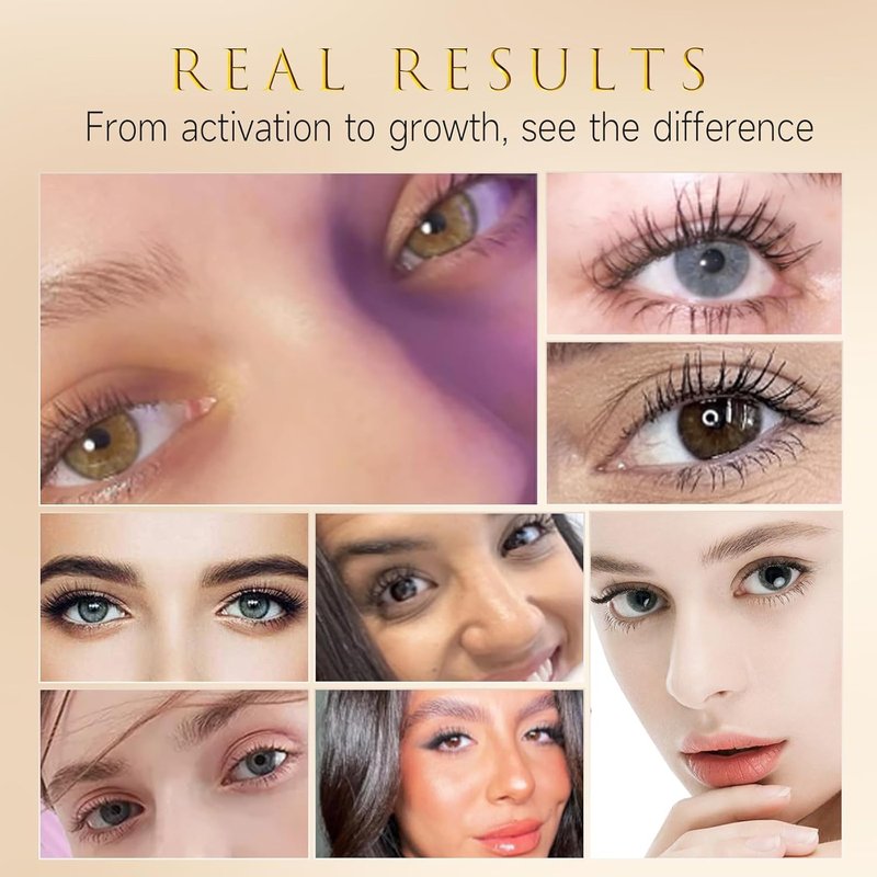 Eyelash Growth Serum - 15 Plant Extracts for Longer, Denser Lashes | Hypoallergenic, Oil-Free, Black-Gold