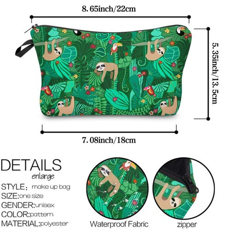 LOOMILOO Cosmetic Bag for Women, Adorable Roomy Makeup Bags Travel Water Resistant Toiletry Bag Accessories Organizer Cute Gifts (sloth 52058)
