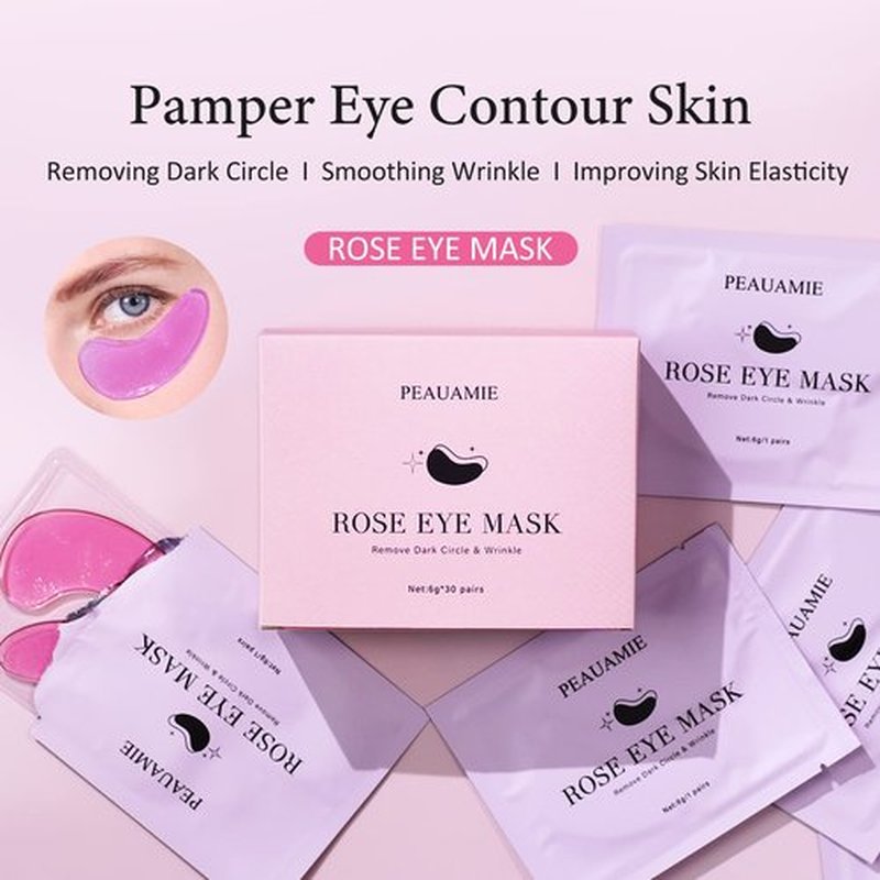 PEAUAMIE Under Eye Patchs (30 Pairs) Rose Eye Mask for Dark Circles and Puffiness Wrinkle Eye Bags (Rose)