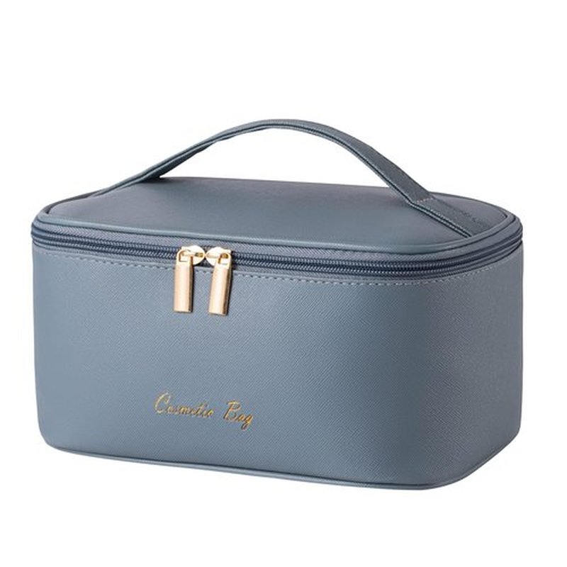 KITENROM Preppy Makeup Bag Small Cosmetic Bags for Women Little Pouch Toiletry Organizer Case(Haze Blue)