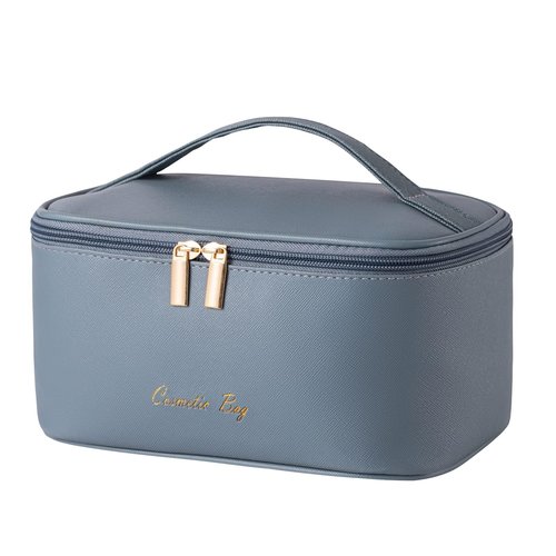 KITENROM Preppy Makeup Bag Small Cosmetic Bags for Women Little Pouch Toiletry Organizer Case(Haze Blue)
