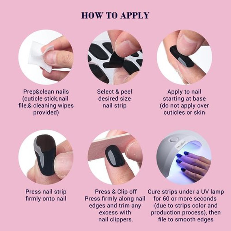 MelodySusie Semi Cured Gel Nail Strips (Brown Shading)- Works with Nail lamp, Salon-Quality, Long Lasting, Easy to Apply & Remove - Includes 20Pcs, 2 Prep Pads, Nail File & Wooden Stick