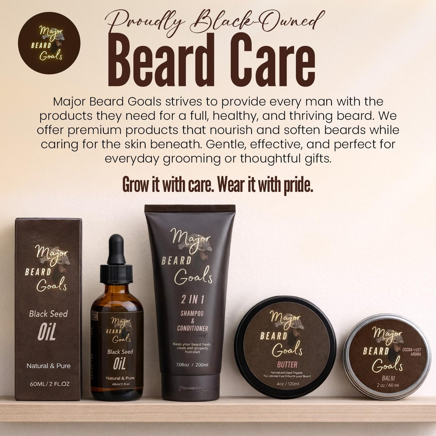 Major Beard Goals: 2-in-1 Beard Wash & Conditioner for Men - Gentle Men’s Shampoo for Beard Care & Growth, Softens, Soothes, Hydrates, & Nourishes Facial Hair, With Natural Ingredients - 7oz