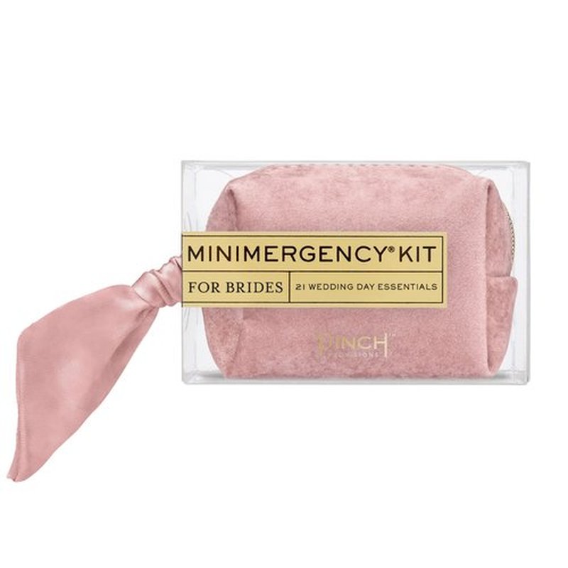 Pinch Provisions Minimergency Kit for Brides, Velvet Dusty Rose, Includes 21 Must-Have Emergency Essential Items for Your Wedding Day, Compact, Multi-Functional Zipper Pouch, Perfect Survival Kit Gift