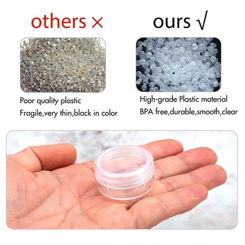 ZEJIA 3 Gram Sample Containers with Lids, 50 Count Tiny Sample Jars, 3ML Makeup Cosmetic Containers for Lip Balms, Lotion, Powder, Beauty Products(Clear Lids)