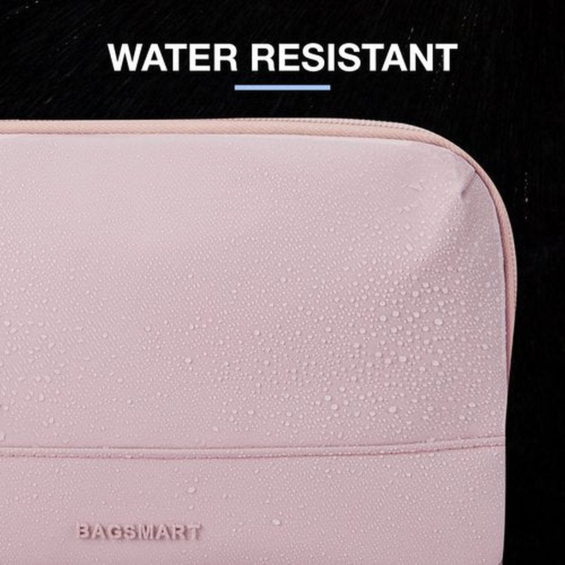 BAGSMART Toiletry Bag for Women, Cosmetic Makeup Bag Organizer, Travel Bag for Toiletries, Dopp Kit Water-resistant Shaving Bag for Accessories, Pink-M