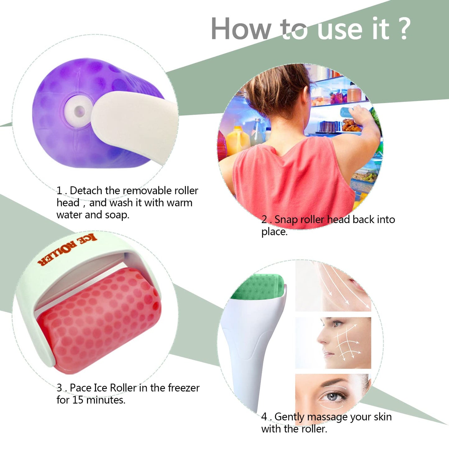 Smato Ice Roller for Face,Cold Facial Massager for Eye Puffiness,Skin Care Tools for Migraine Relief and Blood Circulation (Purple)