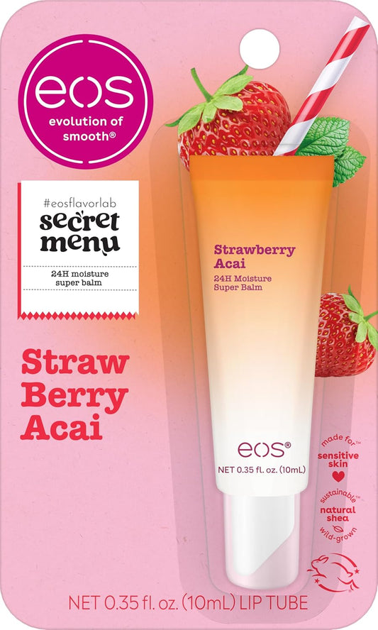 EOS 24H Moisture Super Balm - Strawberry Acai Lip Mask | Deep Hydration Skincare, 0.35 fl oz