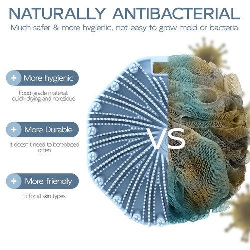 Silicone Body Scrubber, Exfoliating Body Wash Scrubbers Exfoliator, Shower Body Brush for Effective Showering Exfoliation and Gentle Massage (Blue)