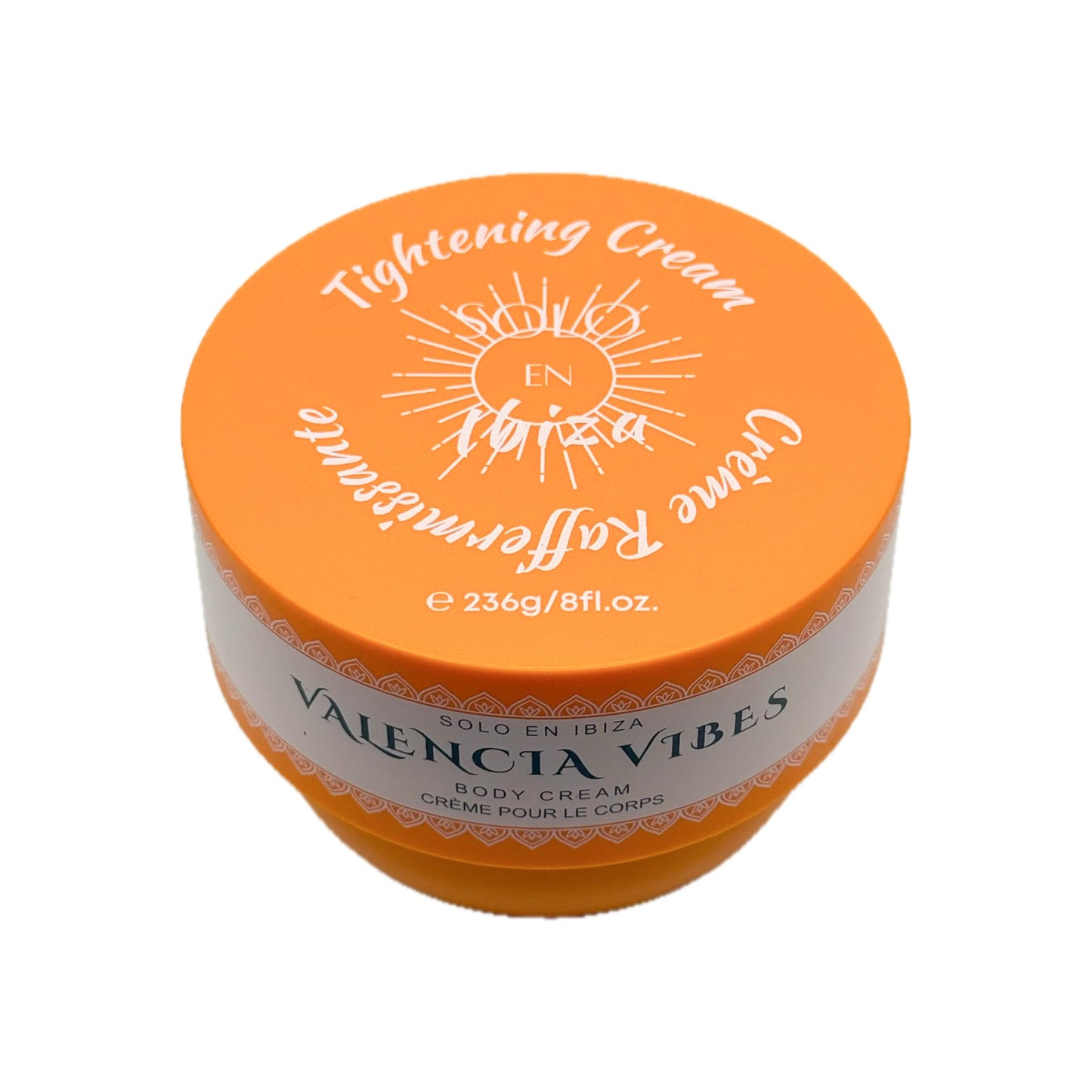 Valencia Vibes Tightening Body Cream, Orange, Solo En Ibiza Collection with Vanilla, Pistachio, Jasmine, Almond, Caramel, Sandalwood Fragrance, 8 fl oz