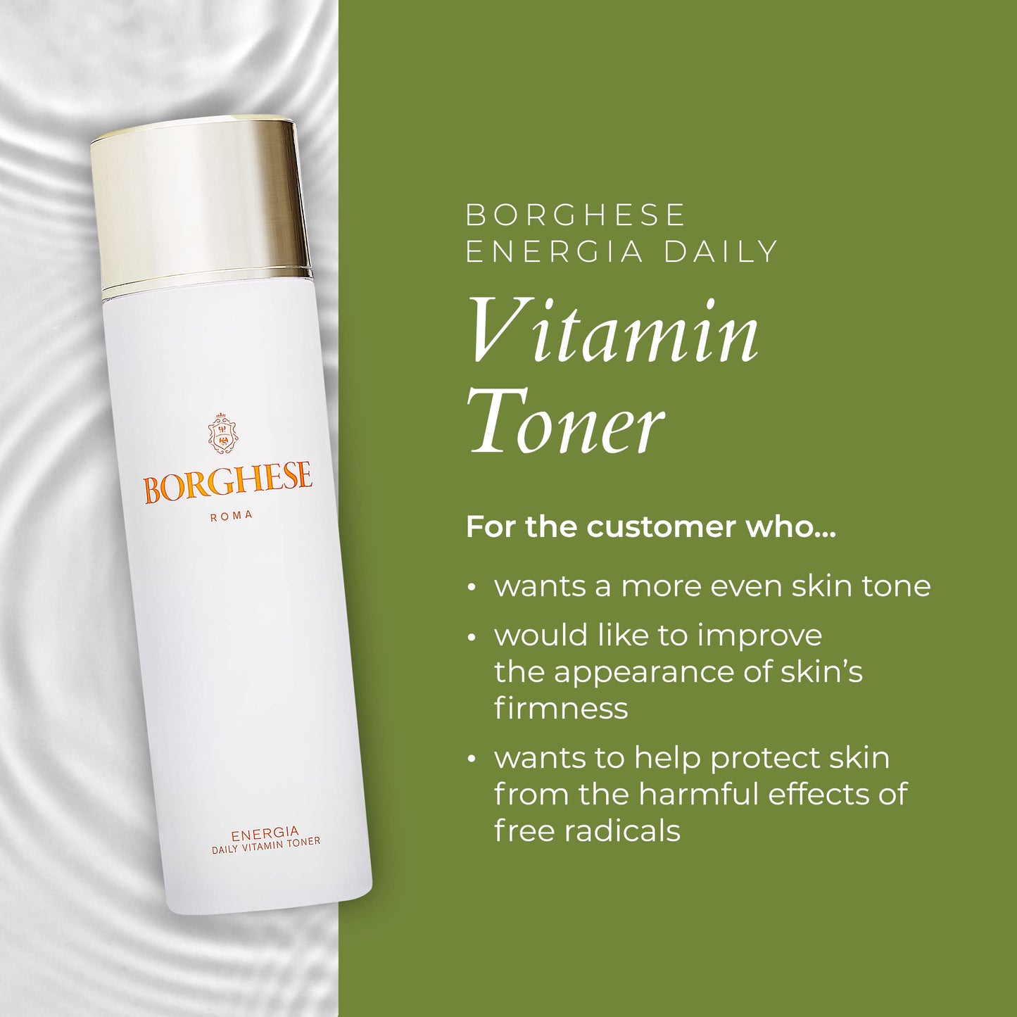 Borghese Energia Daily Vitamin Toner - Facial Toner with Vitamin C, B, E