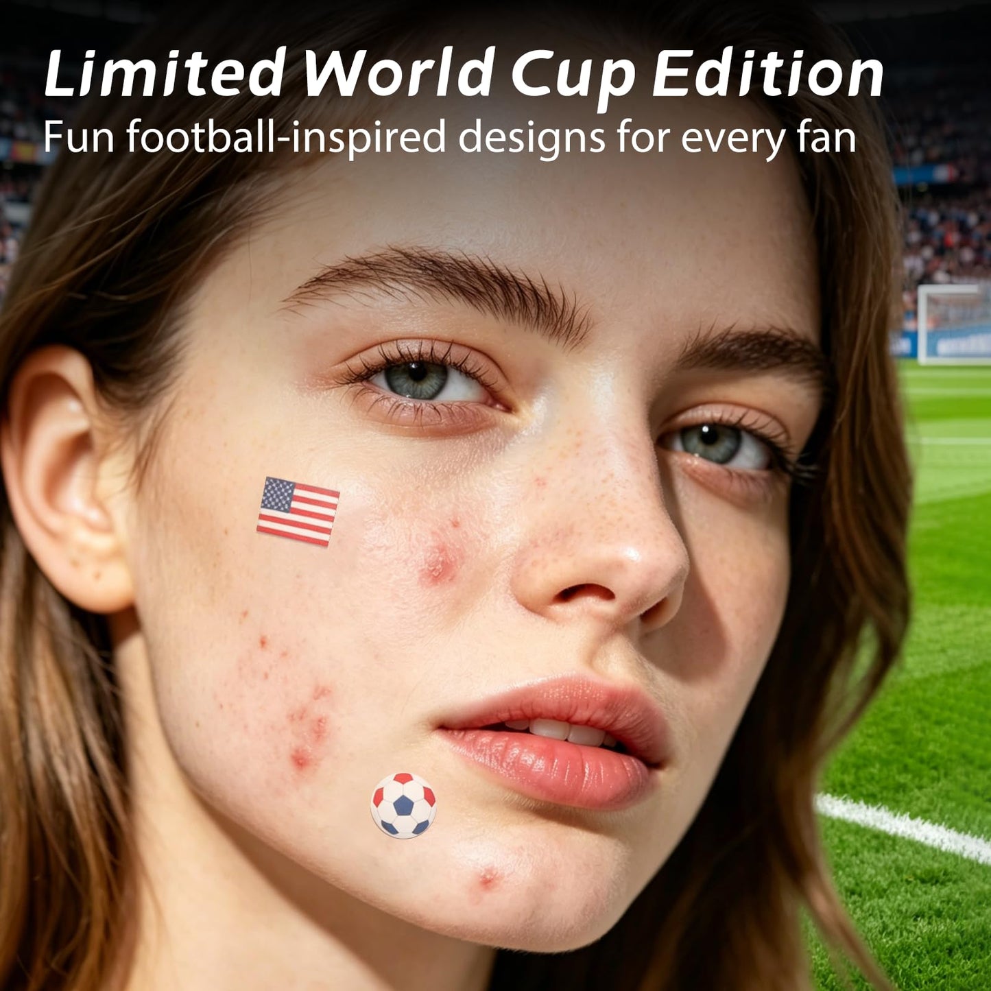 Anchiray American Flag & Soccer Design Hydrocolloid Pimple Patches for Face - Fun USA Face Patches for Game Day, World Cup & Party - Camouflages Blemishes, Absorbs Acne Overnight, 80 Counts