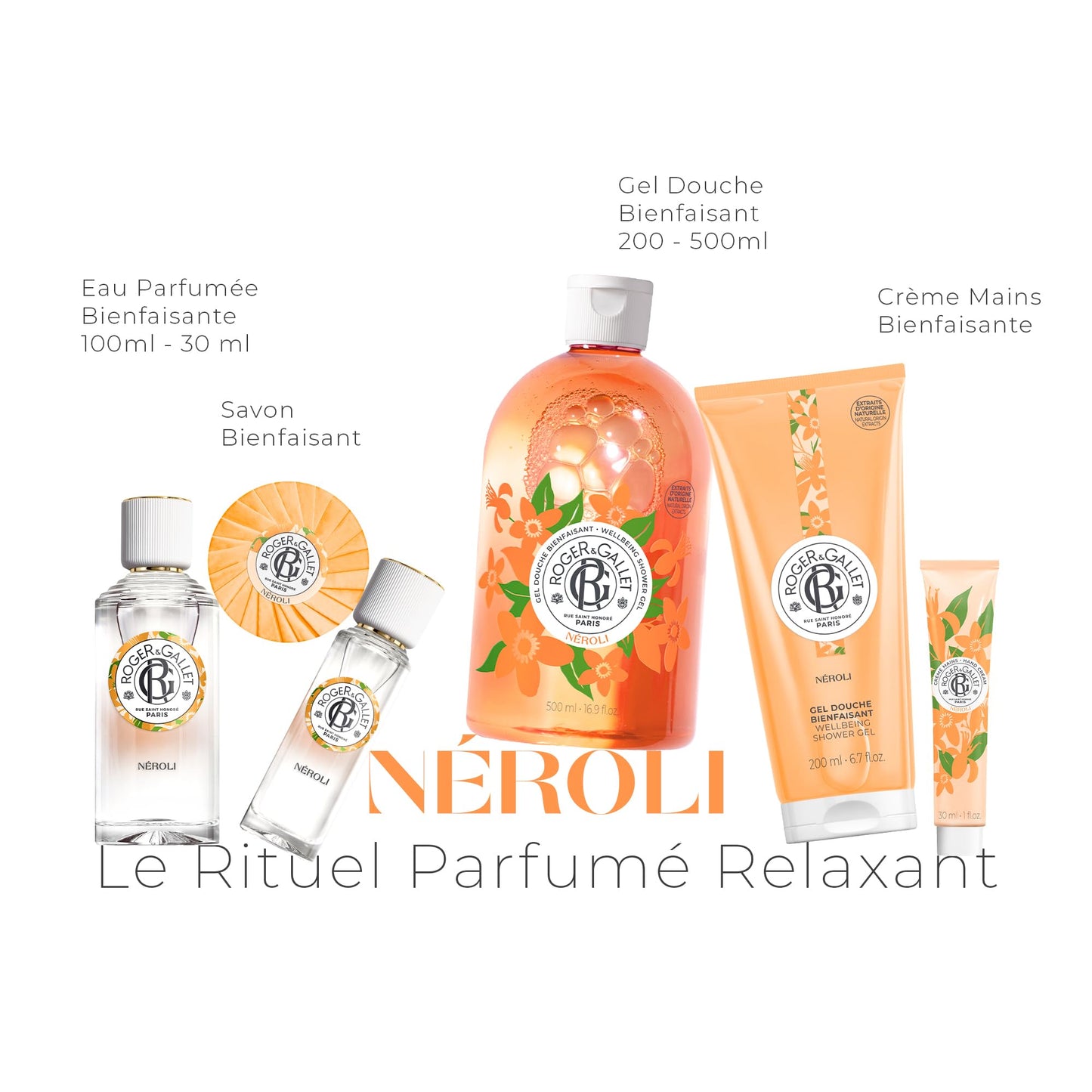 ROGER & GALLET Wellbeing Shower Gel – Plant-Based Hydrating Body Wash with Aloe Vera, Gentle Foaming Cleanser for Soft Skin (Neroli | 16.9 Oz)