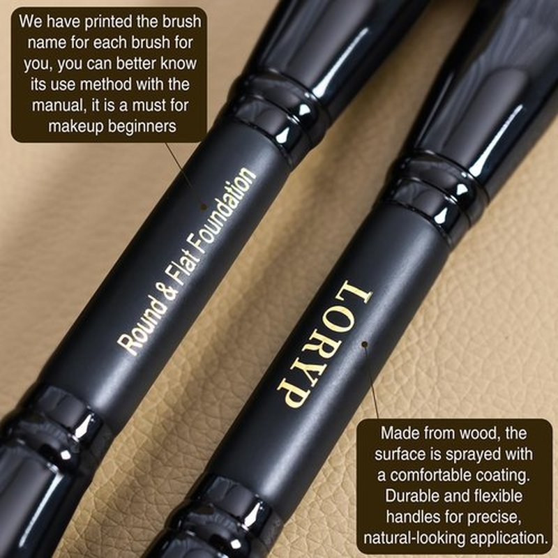 LORYP Foundation Brush Contour Bronzer Brush Double Ended Blush Highlighter Brush for Blending Liquid Powder Concealer Cream