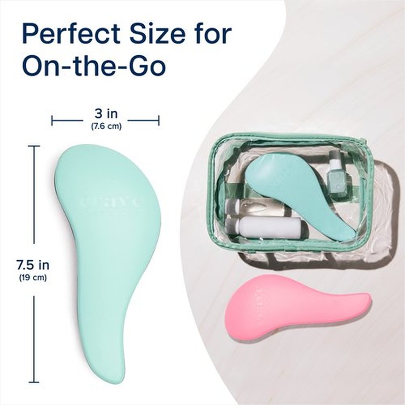 Crave Naturals Glide Thru Detangling Hair Brush for Adults and Kids - Detangler Brush for Curly or Straight, Wet or Dry Hair - Gentle on Tangles Hair Comb - 7.5x3-Inch, Turquoise and Pink (Pack of 2)
