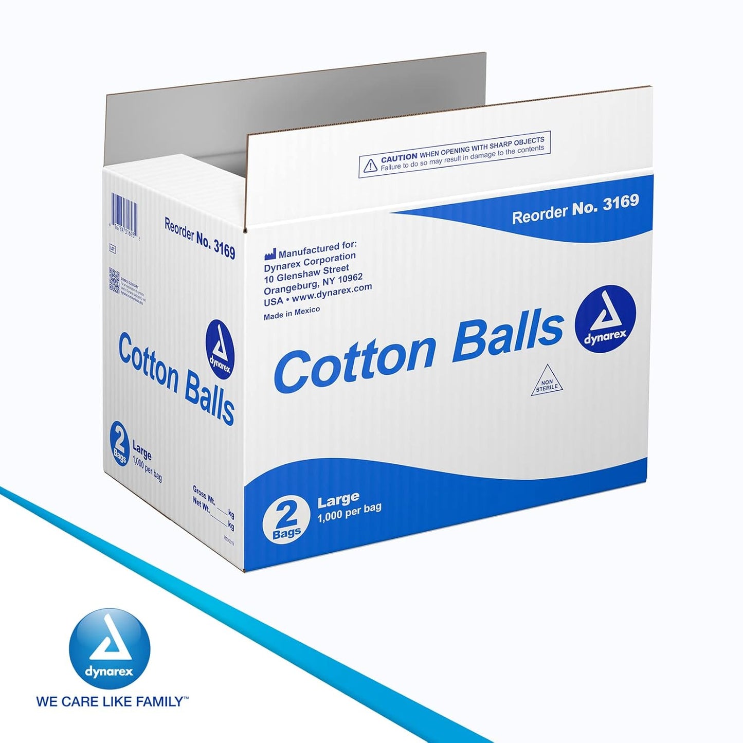 Dynarex Cotton Ball, Non-Sterile and Large, Latex-Free, Pack of 2000