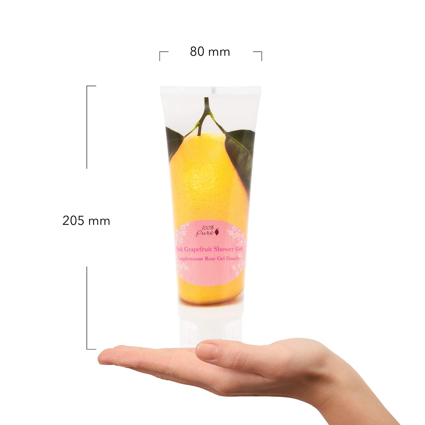 100% PURE Pink Grapefruit Shower Gel Natural Foaming & Hydrating Body Wash - Deeply Moisturizing Gentle Soap Cleanser for All Skin Types, Even Sensitive - Gluten-Free - 8 Fl Oz