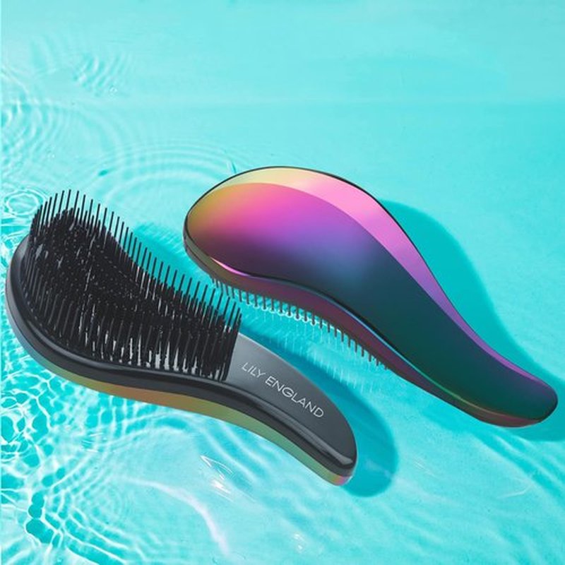 Detangler Brush for Thick Hair, Curly, Straight & Natural Hair - Gentle Detangling Hair Brush for Women, Kids & Toddlers w/Flexible Bristles - Lily England Hairbrush for Wet & Dry Hair, Petrol