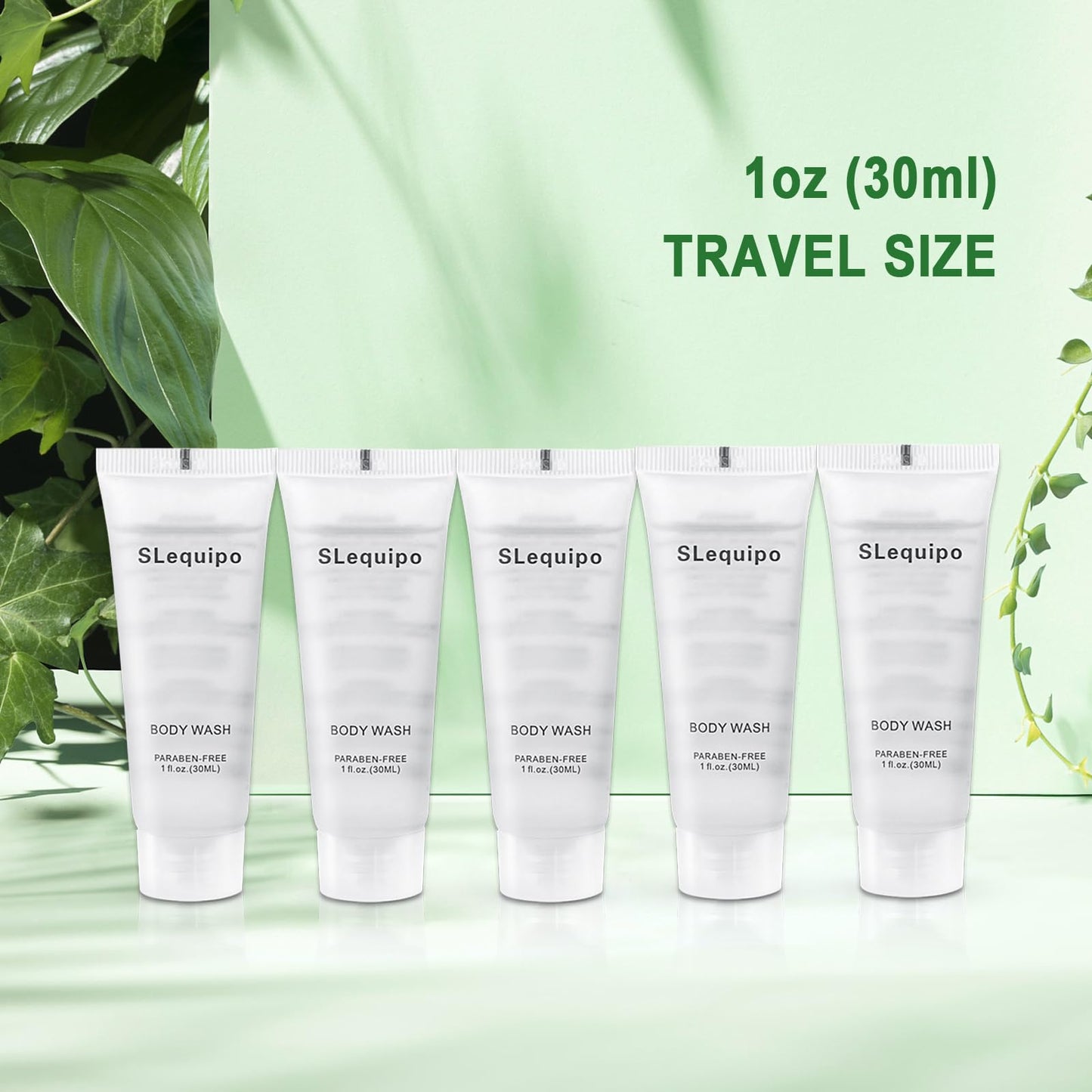 SLequipo Travel Size Body Wash (1 fl oz, 50 Pack), Refreshing Hotel Body Wash, Mini and Small Size Guest Hotel Toiletries in Bulk