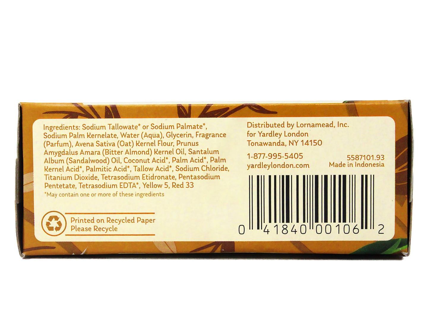 Yardley London Moisturizing Bath Bar, Oatmeal & Almond, 4.0 Oz, Pack Of 24