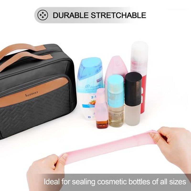 COOSKY Travel Hanging Toiletry Bag for Women, Cruise Ship Essentials, with Jewelry Organizer, Medium Makeup Dopp Kit, Waterproof Cosmetic Bags, Toiletries Kit Set Accessories with Trolley Belt, Black