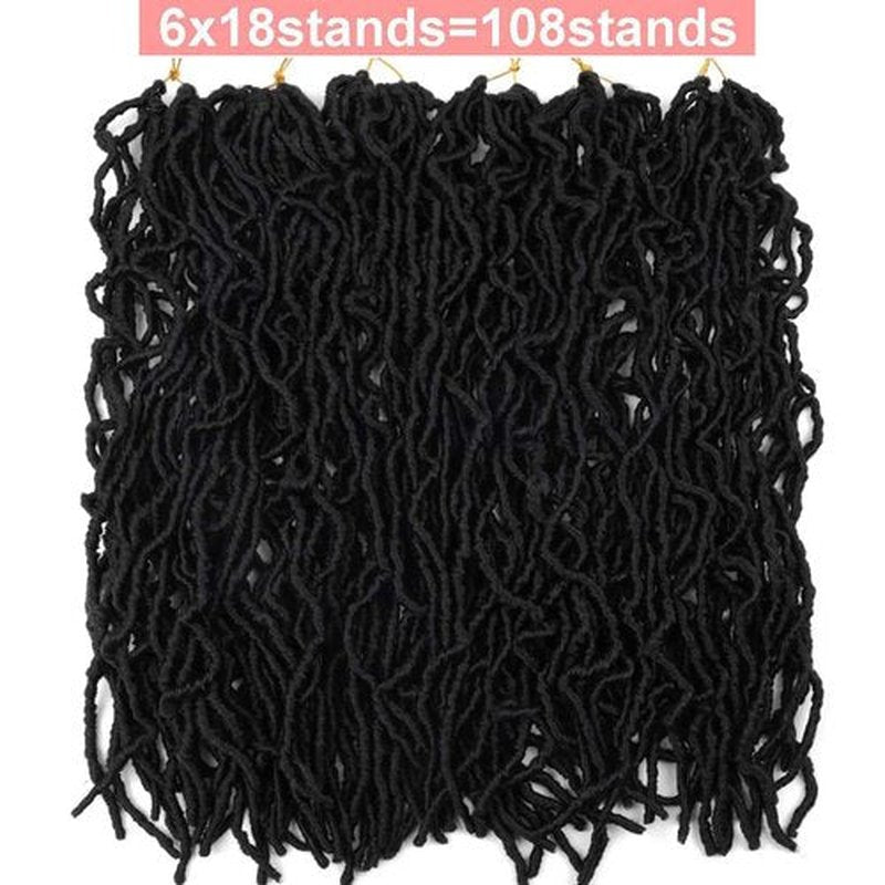 22 Inch Soft Locs Crochet Hair Pre Looped 6 Packs Faux Locs Crochet Braids Curly Wavy Goddess Locs for Butterfly Locs Hair (22 Inch 6PACK 1B)