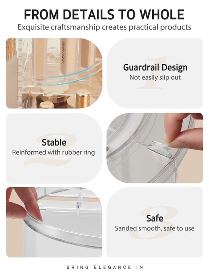 Syntus 360 Rotating Makeup Organizer, Adjustable Bathroom Makeup Spinning Storage Holder, Large Capacity Carousel Cosmetics Display Cases for Vanity, Skincare, Countertop Organization, Clear