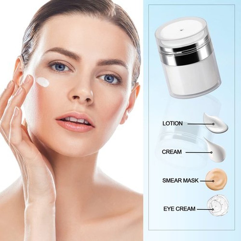 Airless Pump Jar - 3.5 Oz Air Pump Container for Cream, Pump Moisturizer Container Empty Cream Subpackage Jar Vacuum Bottle Dispenser for Skincare Makeup Lotion