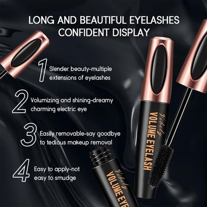 4D Silk Fiber Lash Mascara，Waterproof Smudge-proof Thickening Mascara,Extension Voluminous Fiber Mascara,Thickening Softer Fuller Lashes,Long-Lasting No Flaking,All Day Exquisitely Full(4PCS)