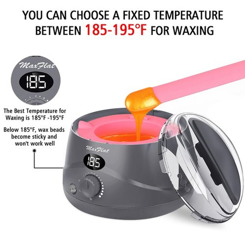 MaxFlat Dark Gray Waxing Kit, Wax Kit for Women Men with Upgrade Brazilian Wax, Digital Wax Pot, Hard Wax Kit for Full Body Armpit Leg Bikini Waxing