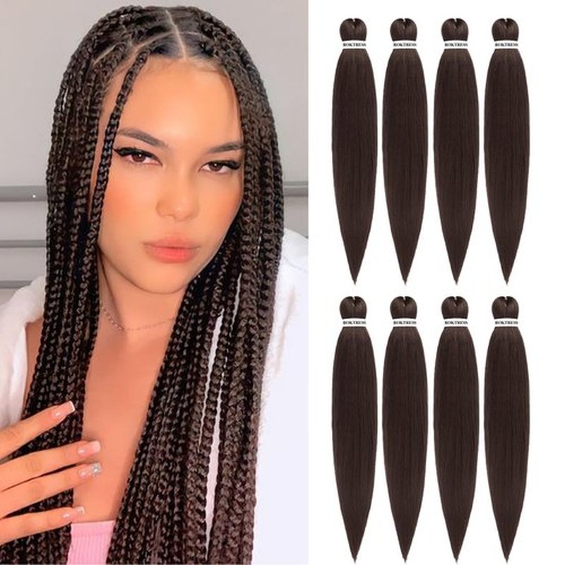 Pre Stretched Braiding Hair Braiding Hair Pre Stretched 22 Inch 8 Packs Long Braiding Hair Extensions Hot Water Setting Hair For Braids (22inch,4#)