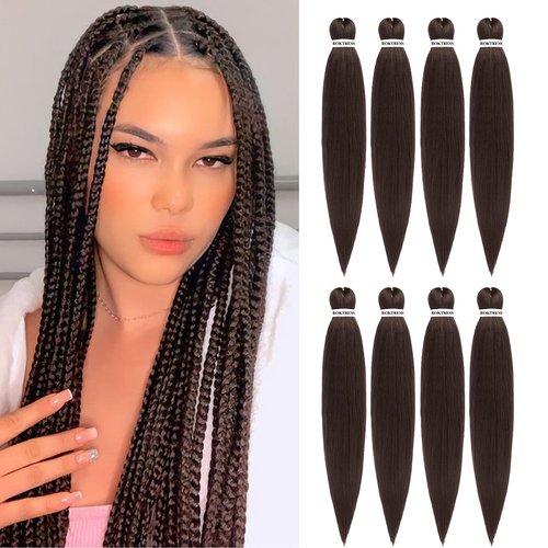Pre Stretched Braiding Hair Braiding Hair Pre Stretched 22 Inch 8 Packs Long Braiding Hair Extensions Hot Water Setting Hair For Braids (22inch,4#)