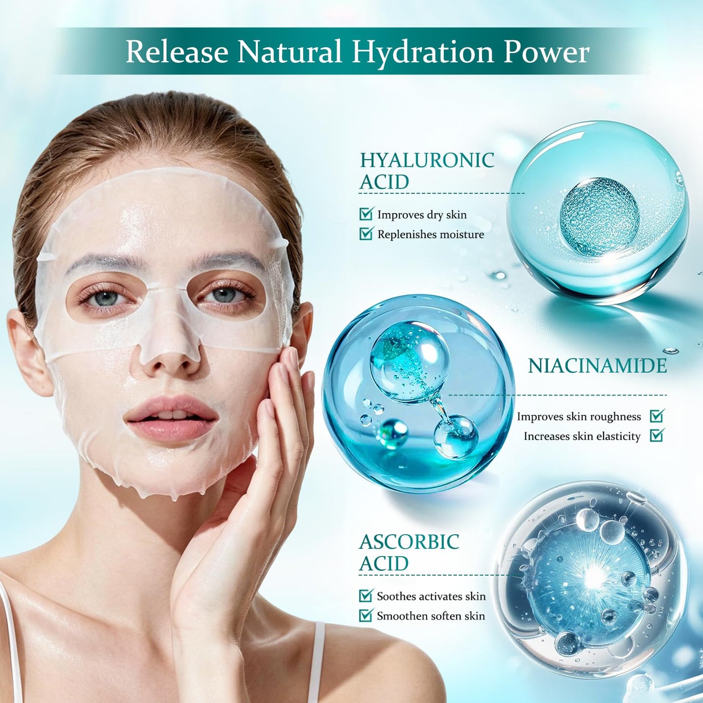 CHODEYE 30 Packs Sheet Facial Masks Set, 6 Styles Hydrating Face Masks Kit, Suitable for All Skin Type, Home Spa Facial Care, Perfect Birthday Valentine's Christmas Gift for Women & Men