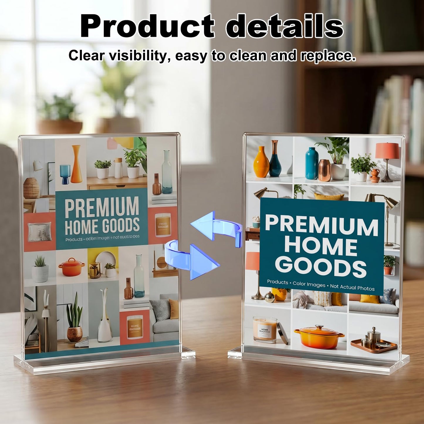 xydstay 6pack Acrylic Sign Holder 8.5 X 11, Vertical T Shape Clear Plastic Sign Holder, Menu Holder, Table Display Stand for Restaurant, Office, School, Store and Home Use