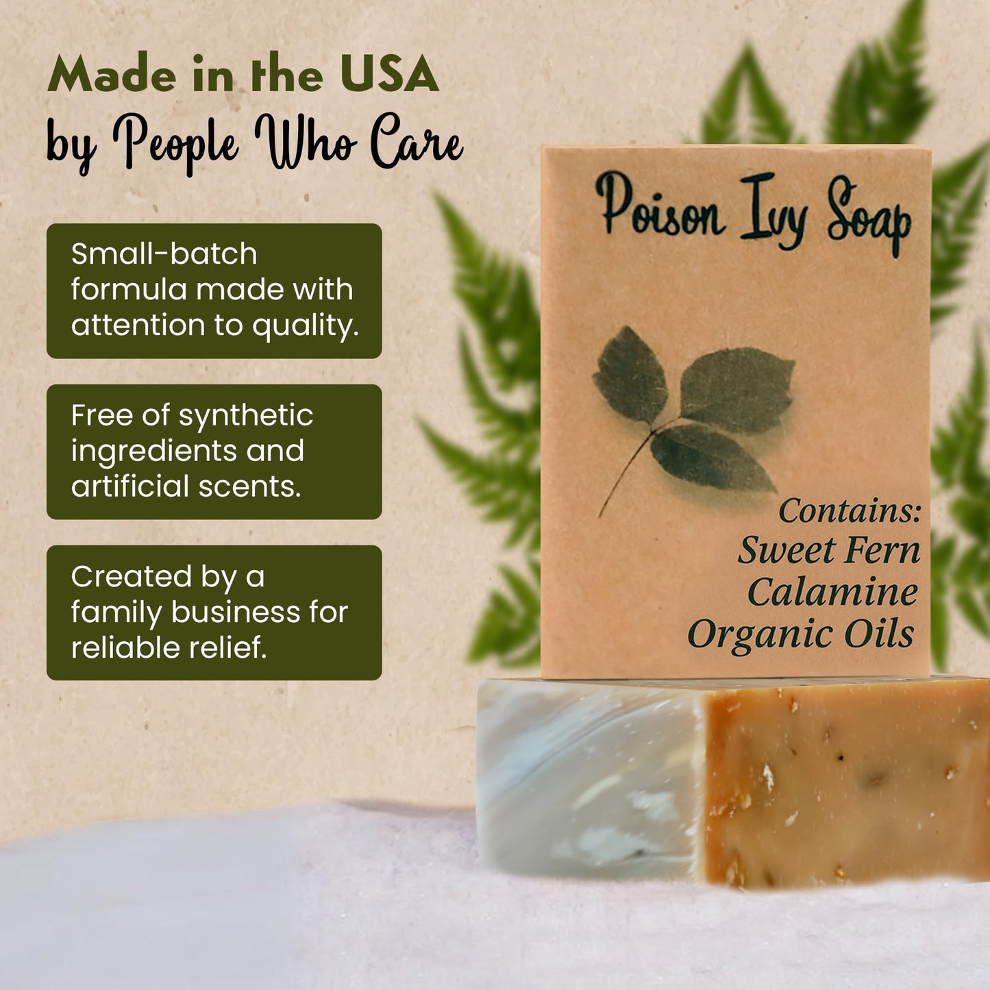Poison Ivy Soap Bar - All Natural Poison Ivy Treatment Soap with Sweet Fern, Oatmeal & Manuka Honey - Antibacterial Skin Cleanser for Soothing Itch & Rashes - Poison Ivy Oak Soap Bar (3.5 oz, 2-Pack)