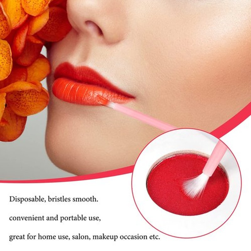 GCQQ 50PCS Disposable Lip Brushes, Pink Lipstick Applicator, Lip Wands Makeup Beauty Tool Kits PYO Cookie Paint Brush (Pink)