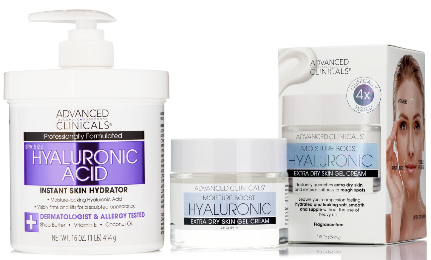 Advanced Clinicals Hyaluronic Acid Instant Hydrating Body Cream + Hyaluronic Acid Hydrating Face Cream Set