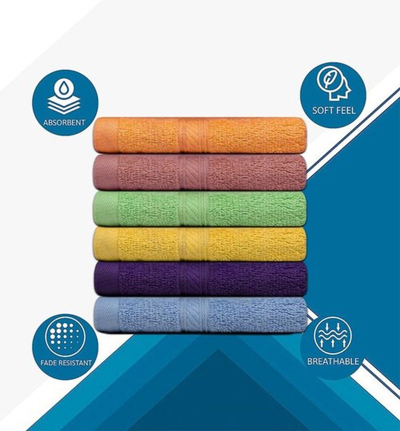 CH 100% Cotton Washcloths Pack of 12 - (12 x 12) - Ultra Soft Towels for Bathroom and Home, High Durability and Absorbency, Convenient and Stylish Wash Cloths - Bright Multi-Colors