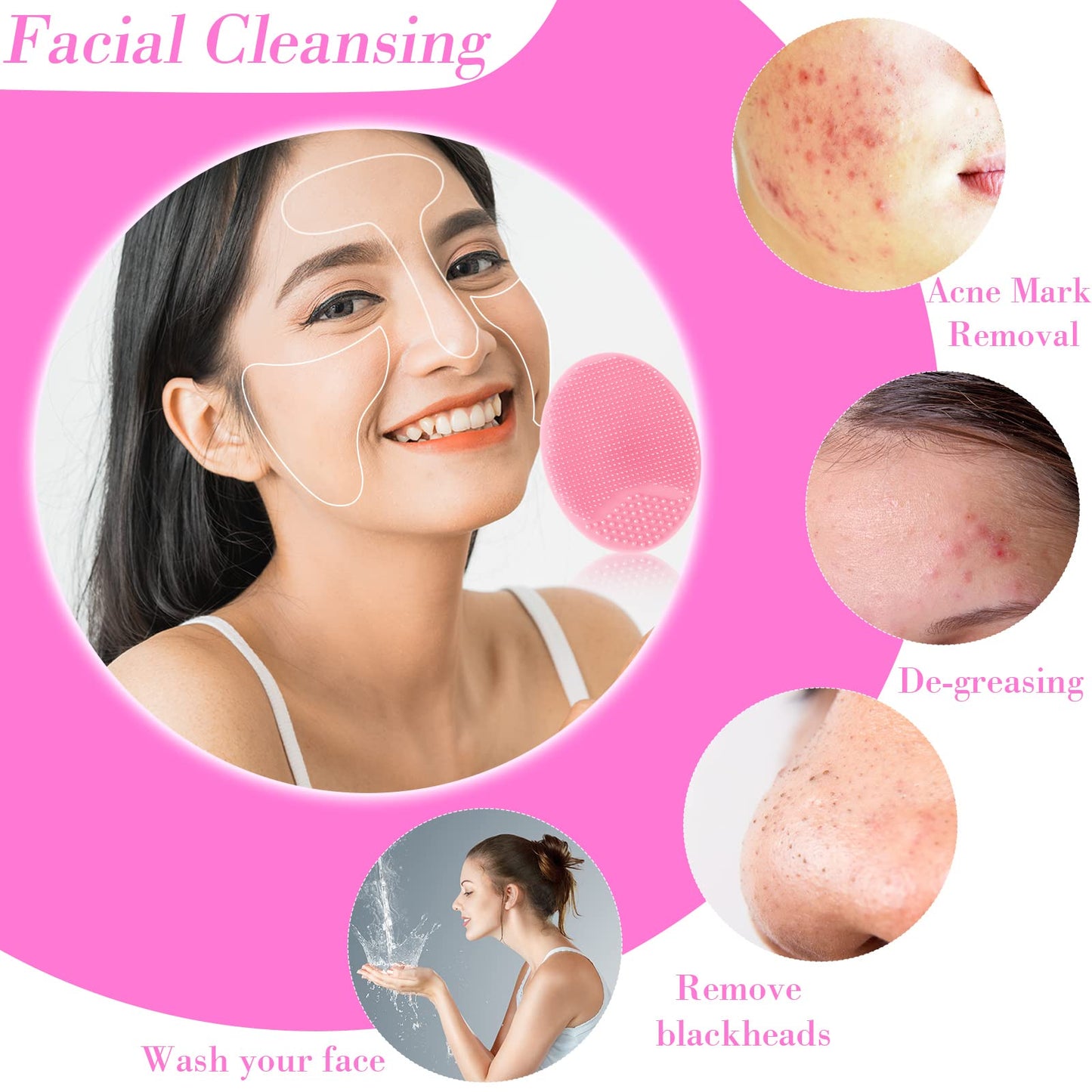 20 Pack Face Scrubber Soft Silicone Facial Cleansing Brush Face Wash Brush for Deep Cleaning Face Scrub Brush for Massage Face Exfoliator Blackhead Removing Face Cleansing Pads Silicon Face Cleaner