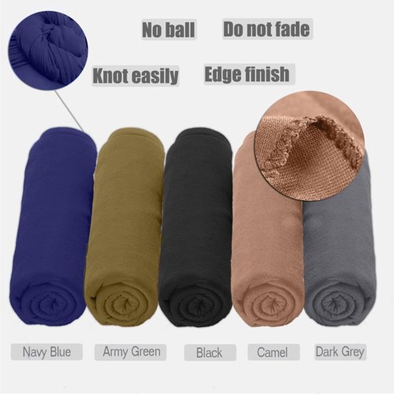 ZRQ 5 Pieces Stretch Jersey Turban Fashion Headband Soft Breathable Long Lightweight and Comfortable Tie Head Wraps for Black Women (Black,Army Green,Dark Blue,Camel,Dark Grey)