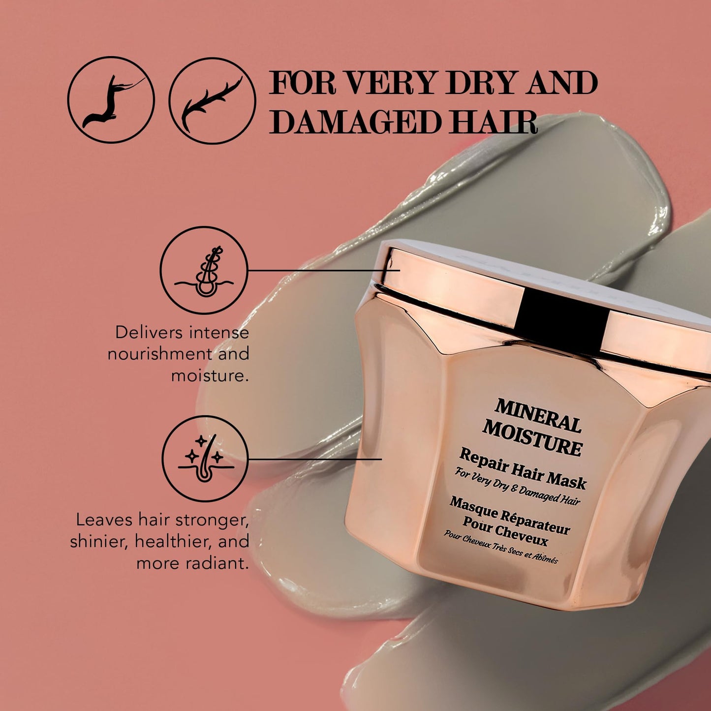 Saphira Mineral Moisture Mud Hair Mask with Dead Sea Minerals – Deep Hydrating Treatment for Dry & Dehydrated Hair – Moisture, Softness & Shine – Professional Hair Care (250 ml 8.5oz)