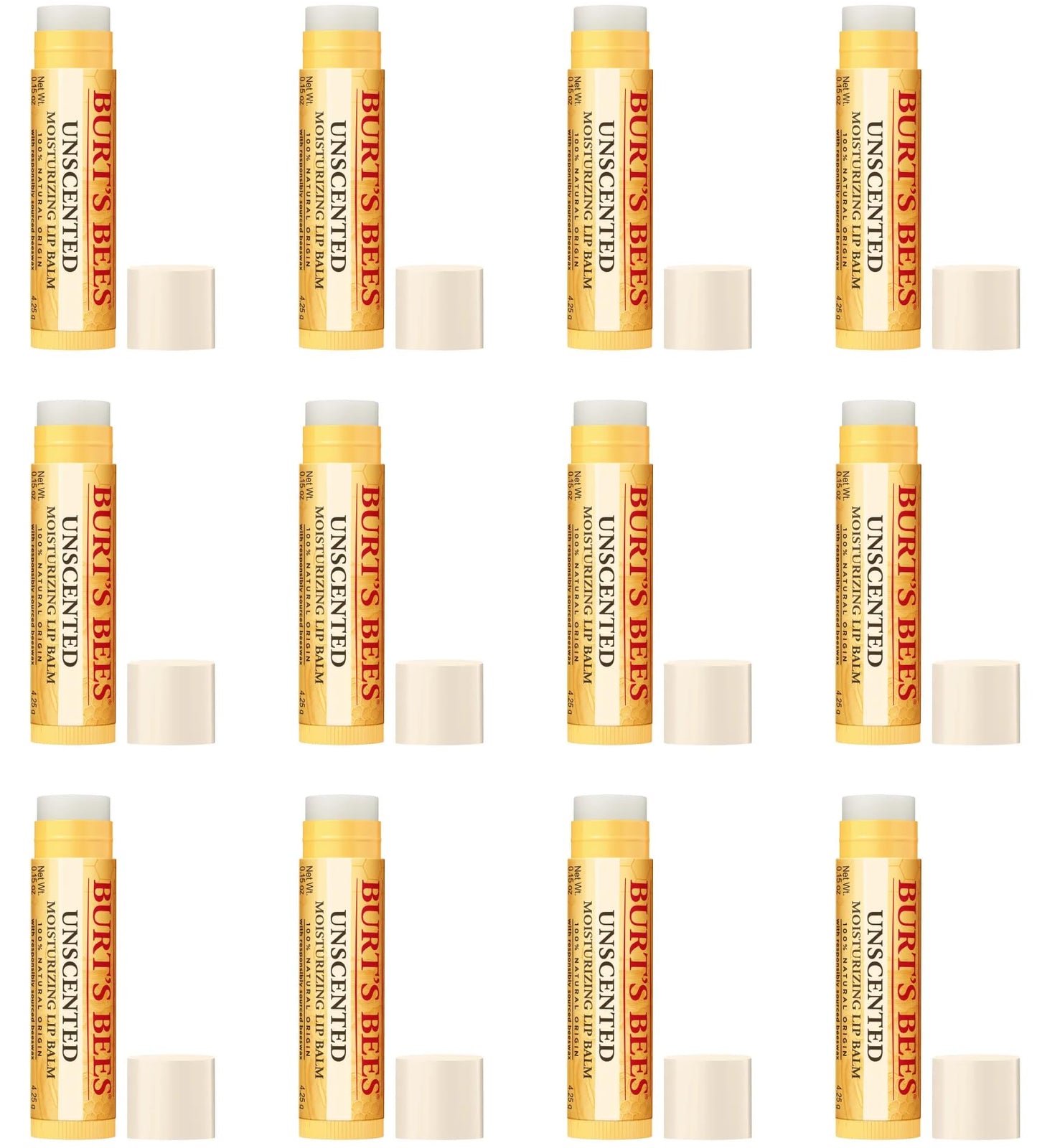 Burt's Bees Unscented Lip Balm .15oz - 12 Count Value Pack